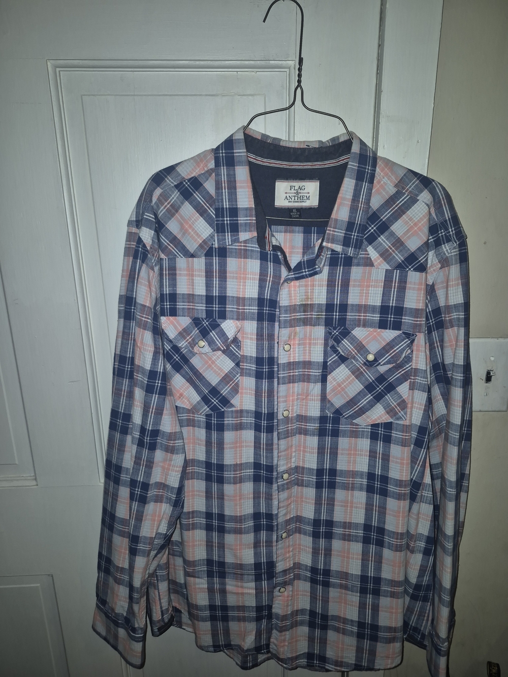 Flag & Anthem Men's Blue and Pink Plaid Button-Down Shirt
